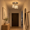 Plafoniera LED da Soffitto Ø32 cm con 3 Luci Attacchi E27 Senza Lampadina in Metallo e Vetro di Cristallo Argento      