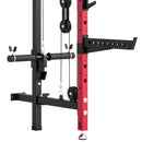 Power Cage Stazione Fitness Pieghevole 184x123x209 cm Rack con Barra Trazioni e Sistema Puleggia Cavi in Acciaio Q195 Rosso      