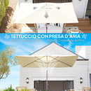 Telo di Ricambio per Ombrellone Rettangolare 3x2 m a 6 Stecche Poliestere Anti UV 50+ Beige   