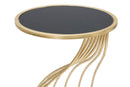 Porta Telefono Flush Ø35x60 cm in Ferro MDF e Specchio Nero e Oro