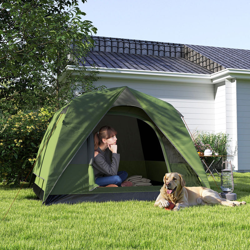 Tenda da Campeggio per 3 Persone Impermeabile 200x200x135H cm Impermeabile con Tasca e Gancio per Lanterna Verde   
