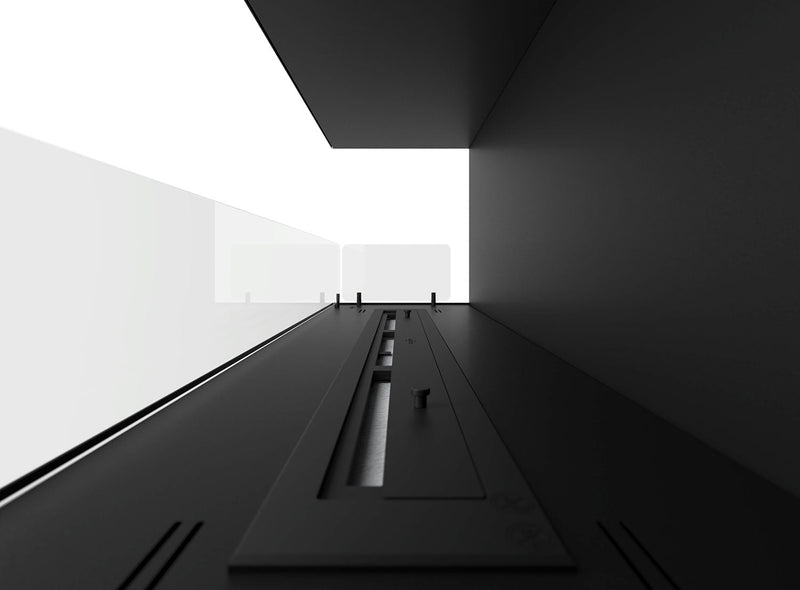 Camino a Bioetanolo da Incasso 110x45 cm Inside L1100 V2 Angolo a Sinistra Nero con Vetro