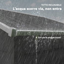 Casetta Porta Attrezzi 196x236x208 cm con Porte Scorrevoli e 4 Prese d'Aria in Acciaio e PP Grigio Scuro      