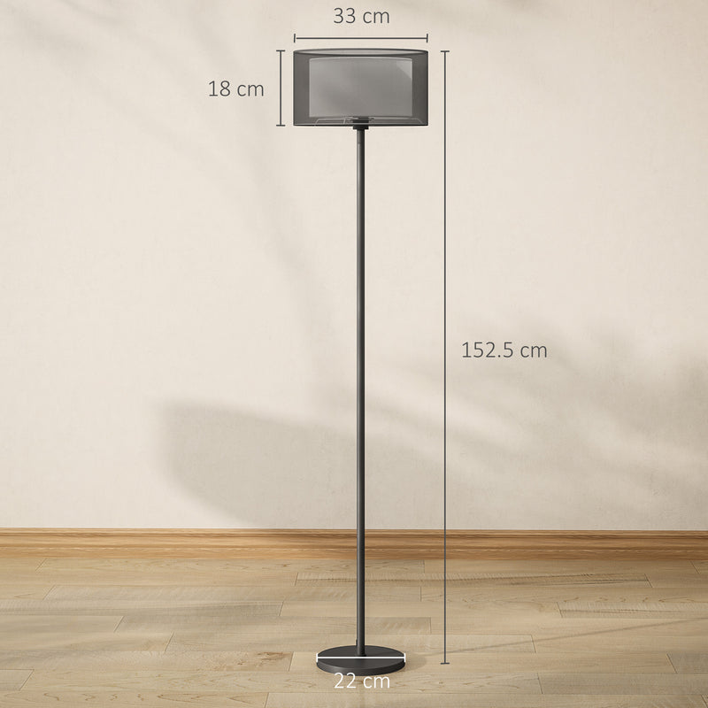 Lampada da Terra Design Moderno con Doppio Paralume Attacco E27 e Interruttore a Pedale in Metallo Ø33 x 152.5 cm Nero  