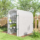 Serra da Giardino 123x187x189 cm con Scaffali a 2 Livelli e Porta Avvolgibile in Acciaio e PE Bianco      