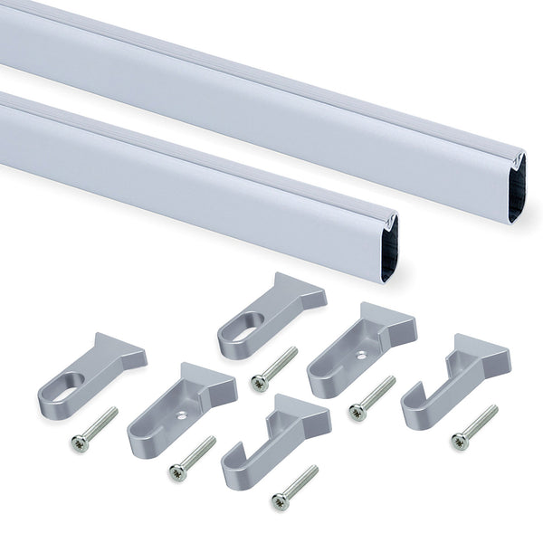 prezzo Set mit 2 Kleiderstangen für ovale Kleiderschränke mit Gummi 140 cm in Emuca matt eloxiertem Aluminium