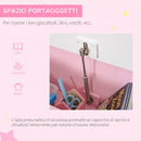 Cassapanca per Bambini 2-5 Anni 60x30x50 cm con Pistone per Chiusura Sicura Capacità 40 kg in Legno Rosa e Bianco      
