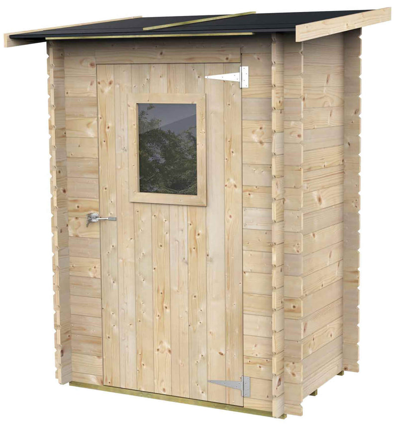 Casetta Box da Giardino per Attrezzi 146x98 cm con Porta Finestrata in Legno Naturale
