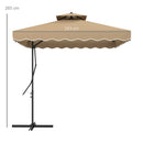 Ombrellone da Giardino Decentrato Doppio Tetto 2.5x2.5m Base a Croce Cachi