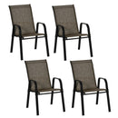 Set 4 Sedie da Giardino in Metallo e Tessuto Marrone
