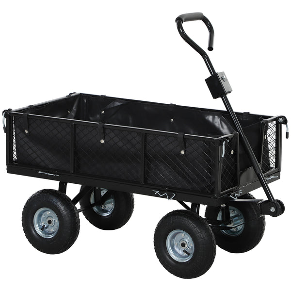 Carrello da Giardino 105x51x54 cm da 114L con Sacca Portaoggetti e Pareti Rimovibili in Acciaio Nero online