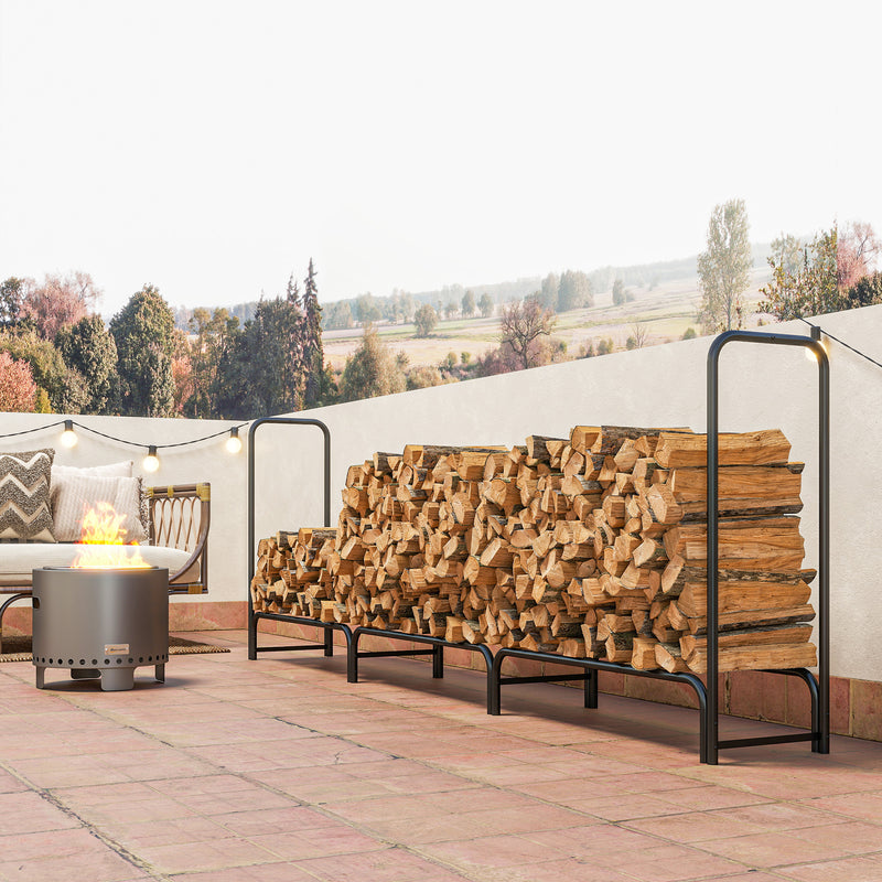 Portalegna Regolabile 300x36x99 cm con Telo Impermeabile in PE e Metallo Nero e Verde Scuro      