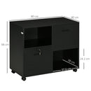 Mobile Ufficio 2 Cassetti 2 Ripiani 80x40x66 cm in Truciolato Nero