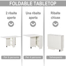 Tavolo Pieghevole Salvaspazio in Legno Bianco con Ruote 