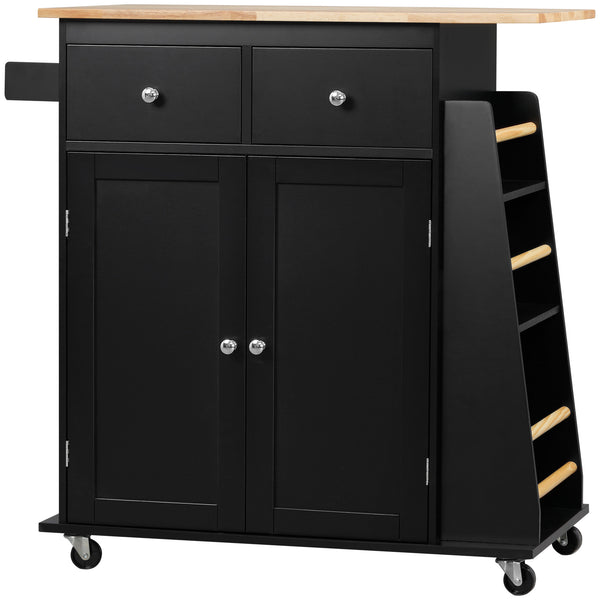 prezzo Carrello da Cucina con Armadietto 2 Cassetti e Portaspezie 89x45x89,5 cm in Legno Nero