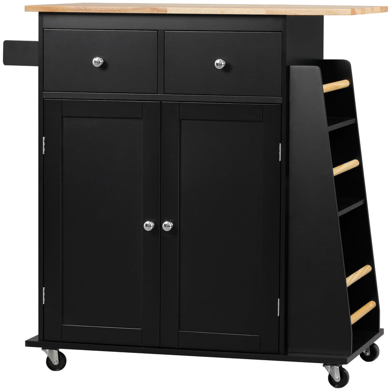 Carrello da Cucina con Armadietto 2 Cassetti e Portaspezie 89x45x89,5 cm in Legno Nero  