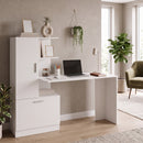 Scrivania per Computer 150x55x122 cm con Libreria e Armadietto in Truciolato Bianco      