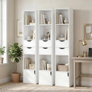 Libreria 30x24x158 cm con Cassetti e Ripiano Regolabile in Legno Bianco      