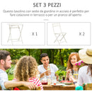 Set Tavolino e 2 Sedie Pieghevoli da Giardino in Acciaio Bianco