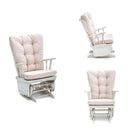 Poltrona a Dondolo in Tessuto e Legno Dallas Avorio Bianco