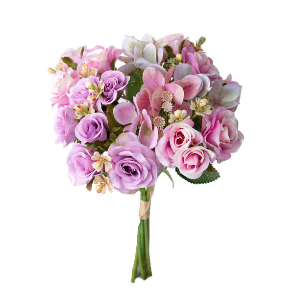 Set 4 Bouquet Artificiali Rose Ortenzie 36 cm acquista