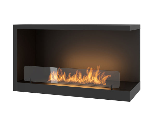 online Bioethanol-Einbaukamin 80x45 cm mit Glas innen P800 V2 Rechte Ecke Schwarz