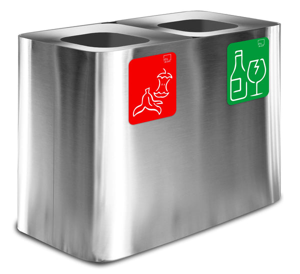 prezzo Pattumiera Sistema di Raccolta Rifiuti 77x38xh50 cm In Acciaio Inox 2 Scomparti Argento