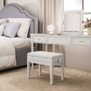 Sgabello Pianoforte 54,5x33x48-58 cm Regolabile con Vano Portaoggetti e Seduta Imbottita Bianco      