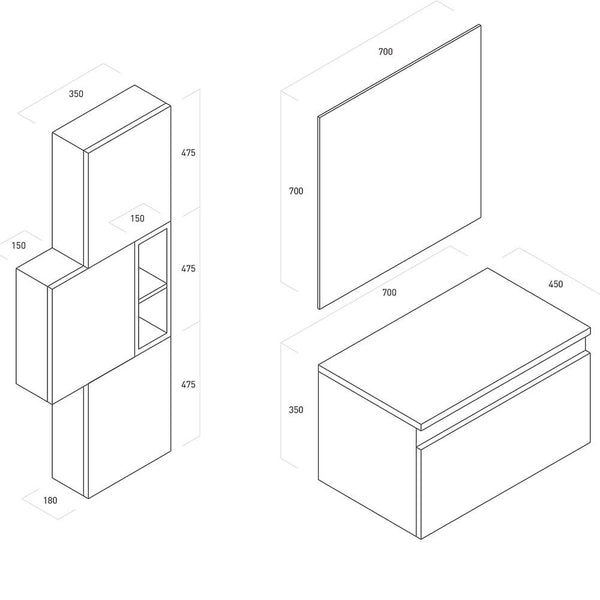 online Ibiza 15 Badezimmer-Hängeschrank Mattweiß und dunkler Tabak TFT