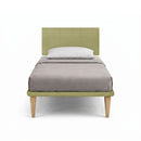 Letto Singolo con Rete Rivestita Microfibra Tè Verde Tessis Testata Square Varie Misure
