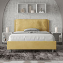 Letto Matrimoniale Francese Imbottito in Microfibra Antea Large Ocra Varie Misure