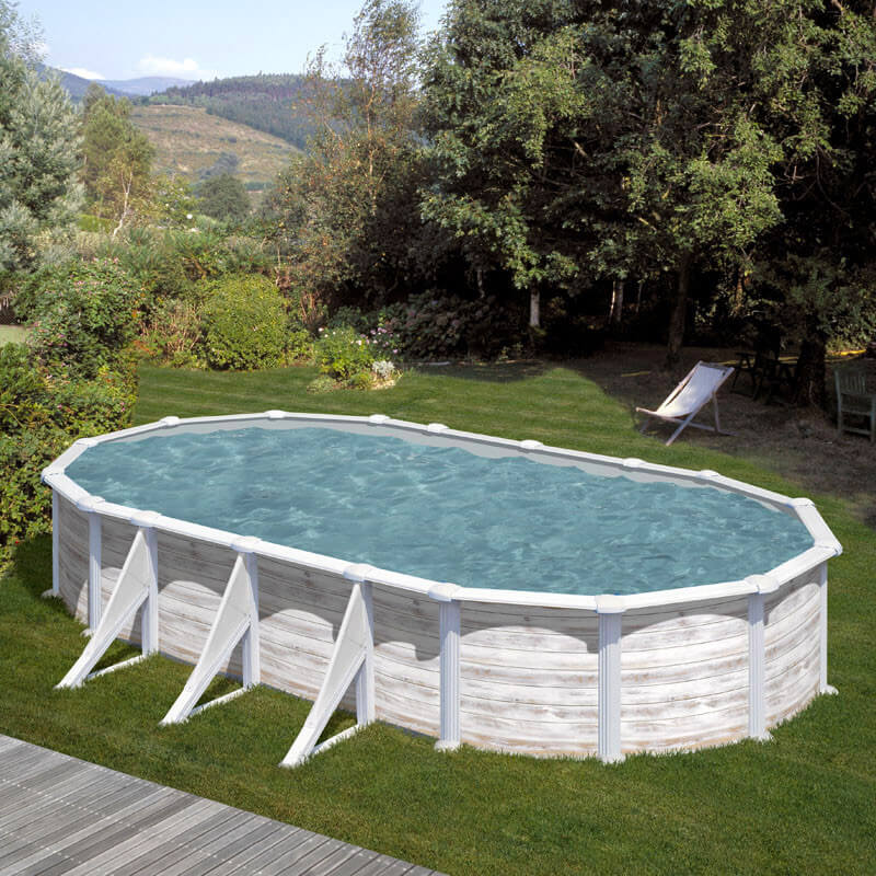Piscina Ovale Fuori Terra 730x375xh132 cm in Acciaio e PVC Gre Groenlandia