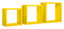 Set 3 Mensole da Parete Cubo in Fibra di Legno Incubo Giallo Canarino