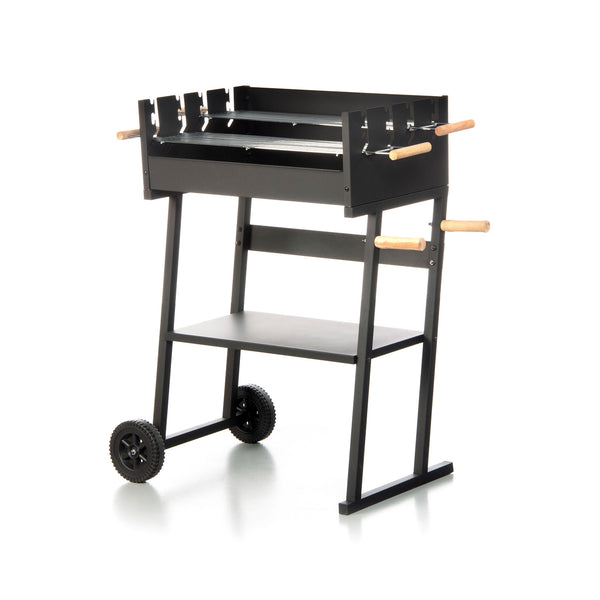 Barbecue a Carbonella 83x49x90 cm 2 Griglie di Cottura e Struttura con Ruote in Acciaio Nero online