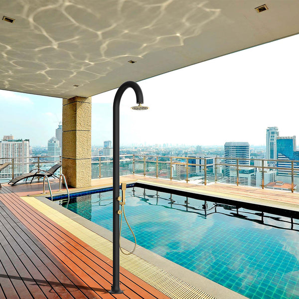 sconto Doccia da Giardino in Alluminio Rubinetteria e Soffione Oro Sined Luna Alu D Nero