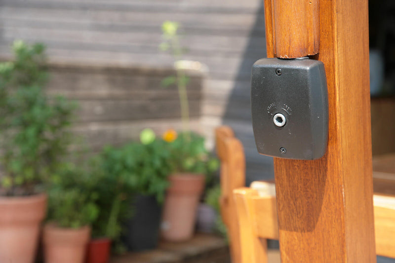 Ombrellone da Giardino Decentrato 3x3m in Legno Telo in Acrilico con Balza Danieli San Francisco Ecrù