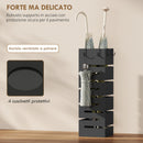 Portaombrelli da Interno con 4 Ganci Vaschetta Scolapioggia Rimovibile per 8 Ombrelli in Metallo Nero      