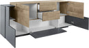 Credenza 5 Ante e 2 Cassetti 220x45x86 cm Coro Grigio Antracite Opaco/Rovere Wotan  
