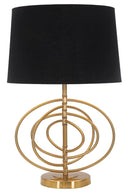 Lampada da Tavolo Glam Fluy Ø40x60,5 cm in Ferro Plastica e Poliestere Nero e Oro