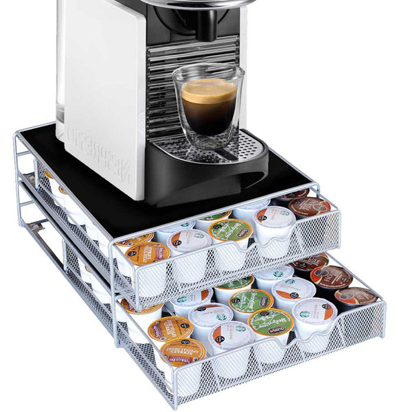 prezzo Contenitore Cassetto Porta Capsule 2 Casseti Caffe' Metallo Estraibile Silver