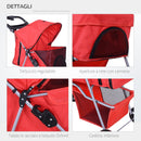 Passeggino per Cani Pieghevole Rosso 77x47x101 cm 