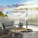 Ombrellone Doppio da Giardino a 12 Stecche con Manovella Base a Croce e Sacchi in Metallo e Poliestere Beige      