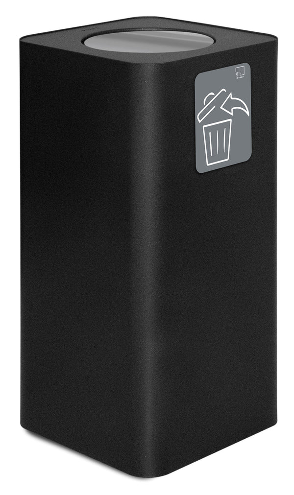 Pattumiera Per Raccolta Rifiuti 38x38xh80 cm In Acciaio Verniciato con Coperchio Basculante Nero prezzo