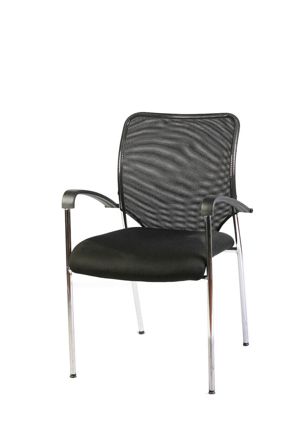 prezzo Schwarz verchromter Büro-Wartestuhl aus atmungsaktivem Stoff Tosini W 1008G K