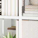 Libreria Moderna a 3 Ripiani 35x35x99 cm con Ruote in Metallo a Rete Bianco  