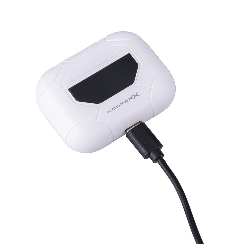 Cuffie Auricolari Wireless con Custodia per Ricarica Kooper  Bianco