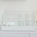 Vasca per Tartarughe 51x31x25,5 cm con Filtro a 3 Livelli e Pannelli in Vetro e ABS Bianco   