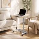 Tavolino Salotto ad Altezza Regolabile 60x40x72-93,5 cm con 4 Ruote in Truciolare e Metallo Rovere      