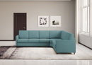 Divano Angolare 6 Posti 281x241x85 cm Karay in Tessuto Petrolio