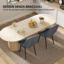 Set 2 Sedie da Pranzo 46x56x86 cm con Schienale Ricurvo in Tessuto Effetto Lino Grigio e Nero 